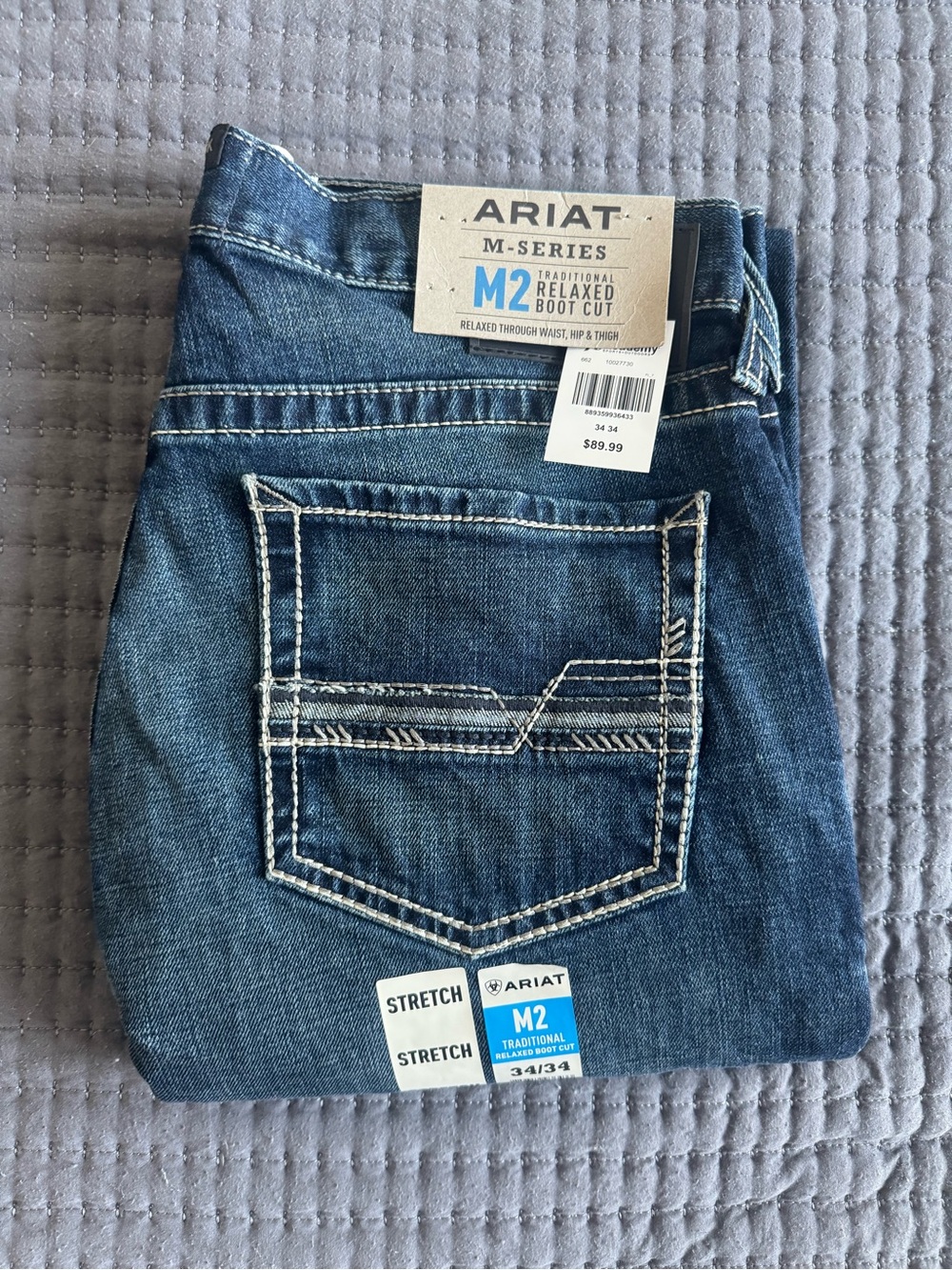 Ariat M2 Relaxed Bootcut Jeans - Dark Blue with Contrast Stitching